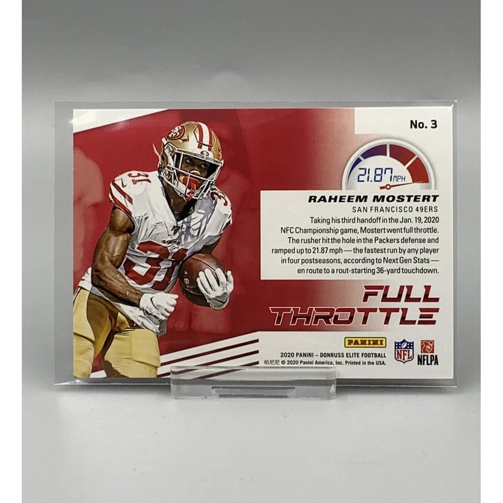 2020 Panini‎ Donruss Elite Raheem Mostert Full Throttle GREEN FOIL 49ers #3 SP